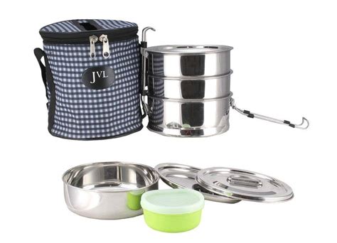 jvl stainless steel lunch box|Jvl Stainless Steel Lunch Box For Kids, Triple Three Layer .